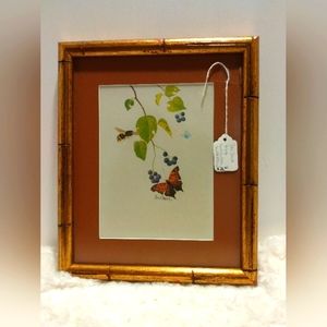 Watercolor by Dan Short. Berries, Bees and Butterflies.